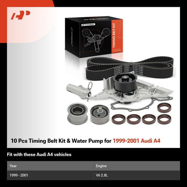 10 Pcs Timing Belt Kit & Water Pump for 1999-2001 Audi A4