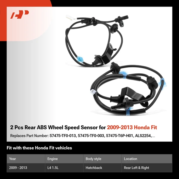 2 Pcs Rear ABS Wheel Speed Sensor for 2009-2013 Honda Fit