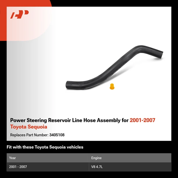 Power Steering Reservoir Line Hose Assembly for 2001-2007 Toyota Sequoia
