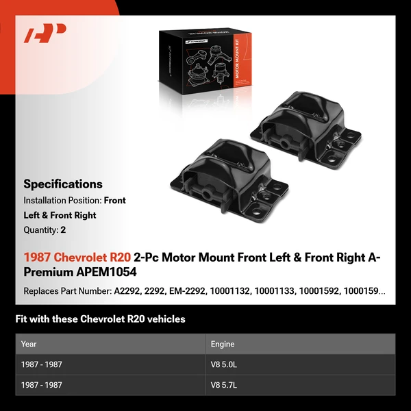 1987 Chevrolet R20 2-Pc Motor Mount Front Left & Front Right A-Premium APEM1054