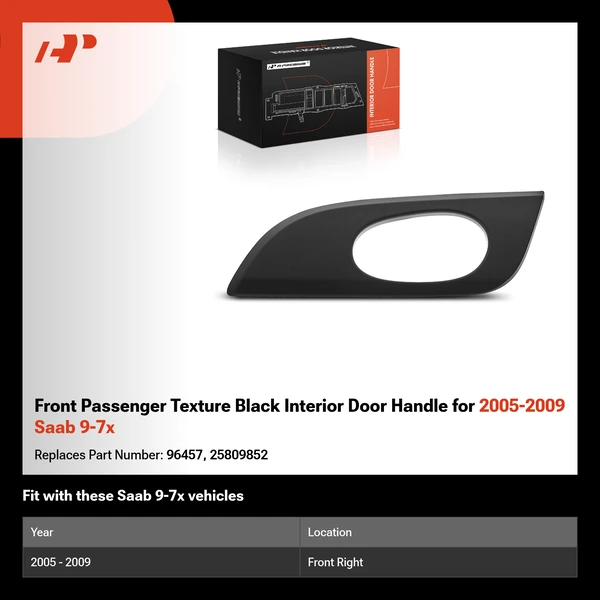 Front Passenger Texture Black Interior Door Handle for 2005-2009 Saab 9-7x