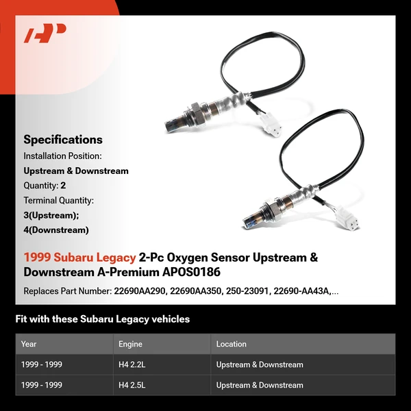 1999 Subaru Legacy 2-Pc Oxygen Sensor Upstream & Downstream A-Premium APOS0186