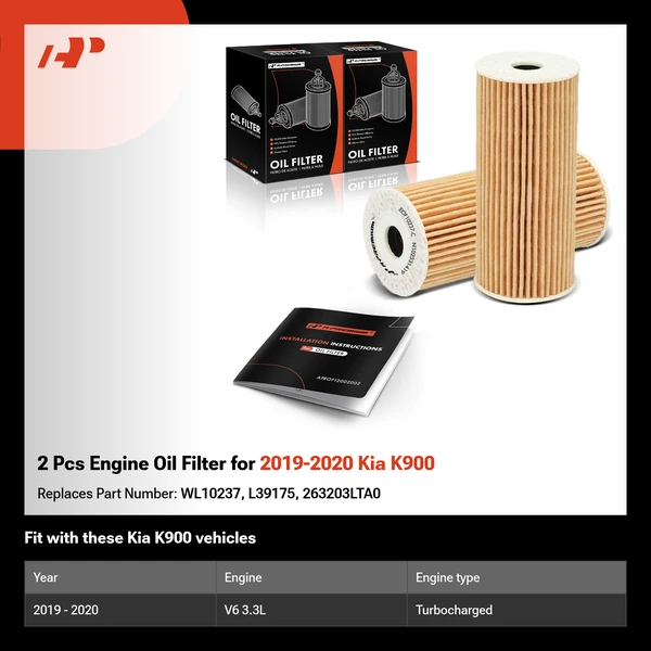 2 Pcs Engine Oil Filter for 2019-2020 Kia K900