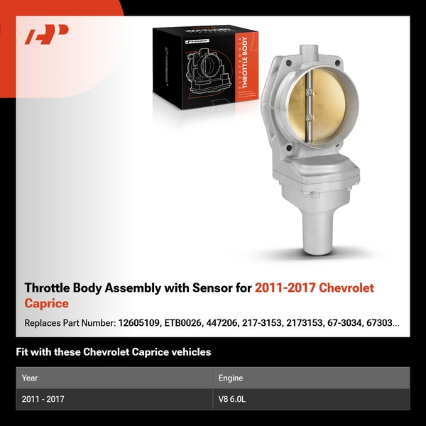 Throttle Body Assembly with Sensor for 2011-2017 Chevrolet Caprice