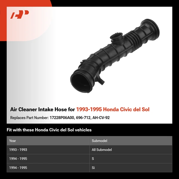 Air Cleaner Intake Hose for 1993-1995 Honda Civic del Sol