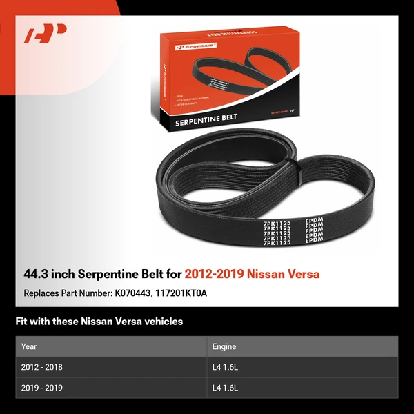 44.3 inch Serpentine Belt for 2012-2019 Nissan Versa