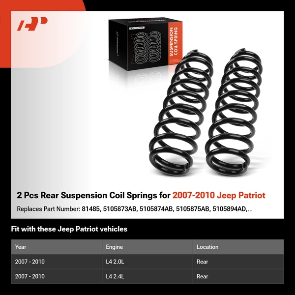 2 Pcs Rear Suspension Coil Springs for 2007-2010 Jeep Patriot