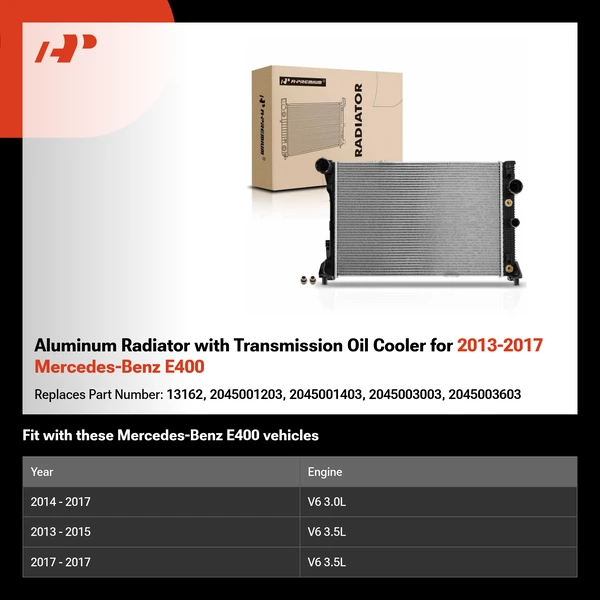 Aluminum Radiator with Transmission Oil Cooler for 2013-2017 Mercedes-Benz E400