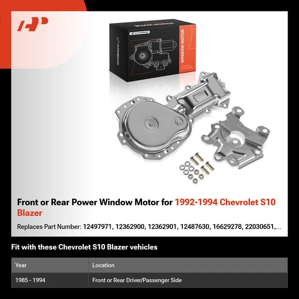 Front or Rear Power Window Motor for 1992-1994 Chevrolet S10 Blazer