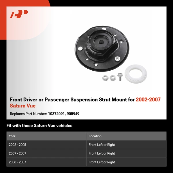 Front Driver or Passenger Suspension Strut Mount for 2002-2007 Saturn Vue
