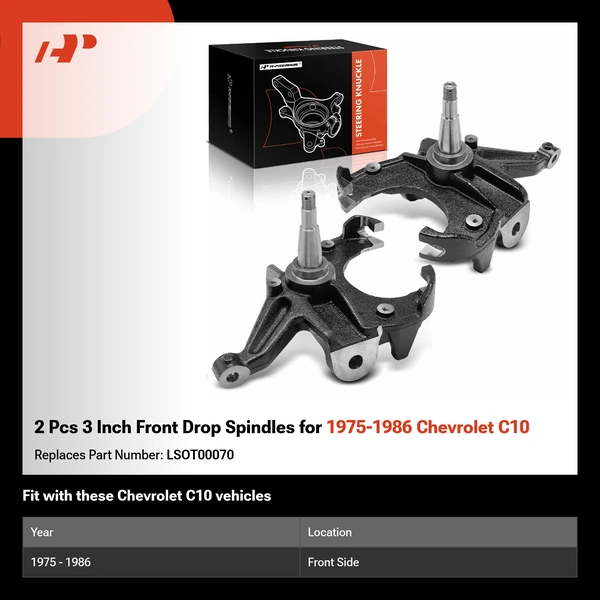 2 Pcs 3 Inch Front Drop Spindles for 1975-1986 Chevrolet C10