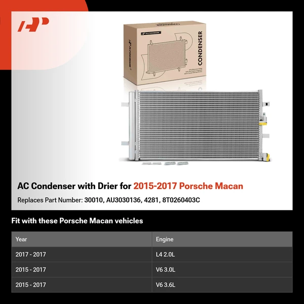AC Condenser with Drier for 2015-2017 Porsche Macan