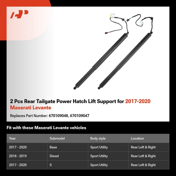 2 Pcs Rear Tailgate Power Hatch Lift Support for 2017-2020 Maserati Levante
