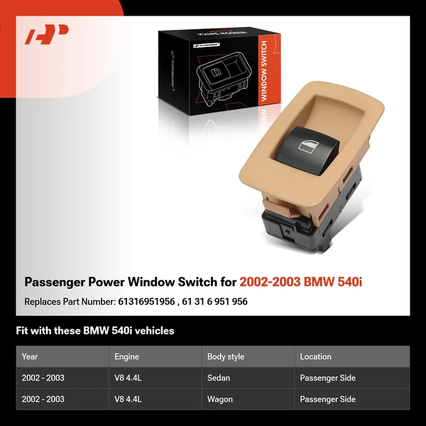 Passenger Power Window Switch for 2002-2003 BMW 540i