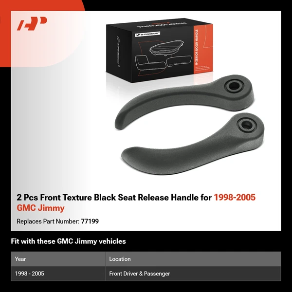 2 Pcs Front Texture Black Seat Release Handle for 1998-2005 GMC Jimmy