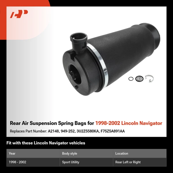 Rear Air Suspension Spring Bags for 1998-2002 Lincoln Navigator