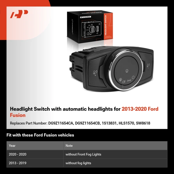 Headlight Switch with automatic headlights for 2013-2020 Ford Fusion