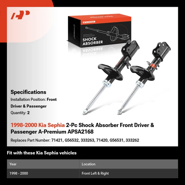 1998-2000 Kia Sephia 2-Pc Shock Absorber Front Driver & Passenger A-Premium APSA2168