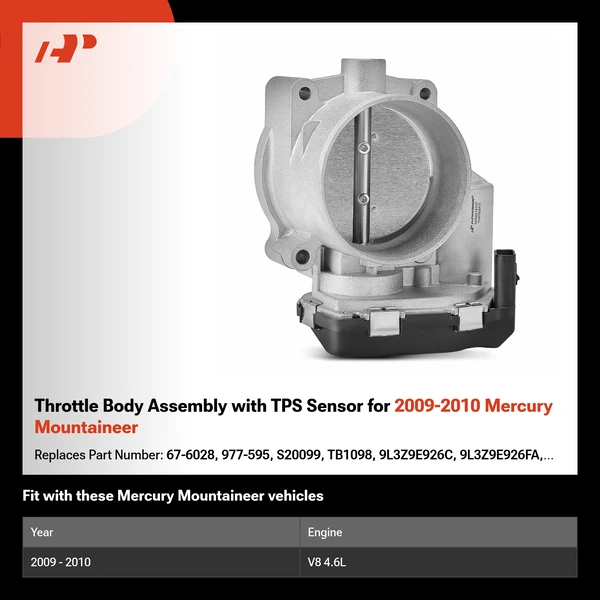Throttle Body Assembly with TPS Sensor for 2009-2010 Mercury Mountaineer