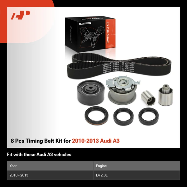 8 Pcs Timing Belt Kit for 2010-2013 Audi A3