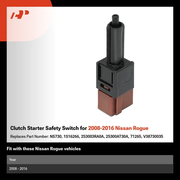 Clutch Starter Safety Switch for 2008-2016 Nissan Rogue