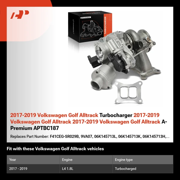 2017-2019 Volkswagen Golf Alltrack Turbocharger 2017-2019 Volkswagen Golf Alltrack 2017-2019 Volkswagen Golf Alltrack A-Premium APTBC187