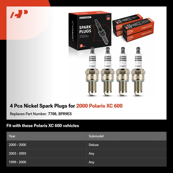 4 Pcs Nickel Spark Plugs for 2000 Polaris XC 600 