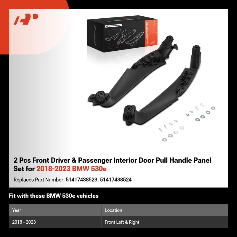 2 Pcs Front Driver & Passenger Interior Door Pull Handle Panel Set for 2018-2023 BMW 530e