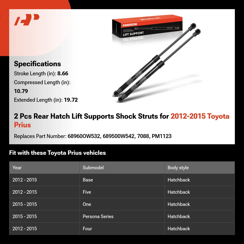 2 Pcs Rear Hatch Lift Supports Shock Struts for 2012-2015 Toyota Prius