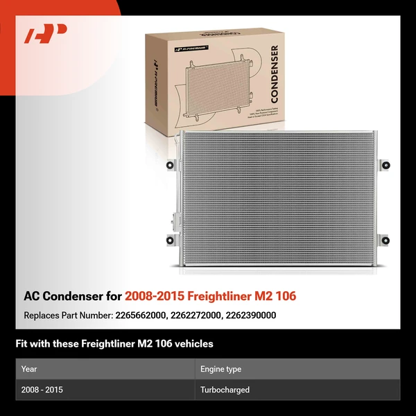 AC Condenser for 2008-2015 Freightliner M2 106