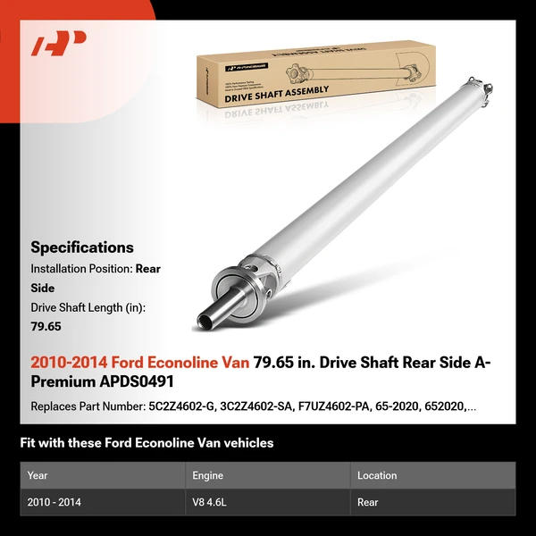 2010-2014 Ford Econoline Van 79.65 in. Drive Shaft Rear Side A-Premium APDS0491
