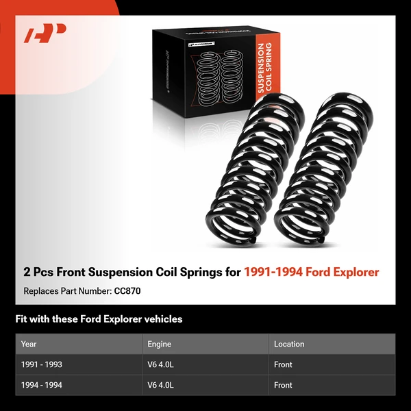 2 Pcs Front Suspension Coil Springs for 1991-1994 Ford Explorer
