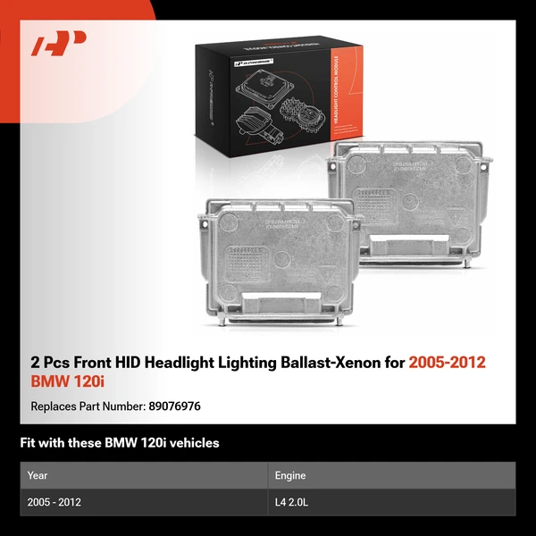 2 Pcs Front HID Headlight Lighting Ballast-Xenon for 2005-2012 BMW 120i