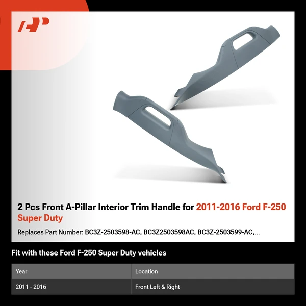2 Pcs Front A-Pillar Interior Trim Handle for 2011-2016 Ford F-250 Super Duty