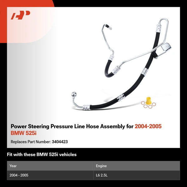 Power Steering Pressure Line Hose Assembly for 2004-2005 BMW 525i