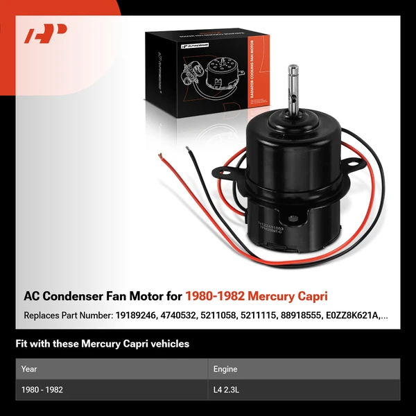 AC Condenser Fan Motor for 1980-1982 Mercury Capri