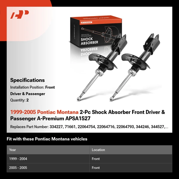 1999-2005 Pontiac Montana 2-Pc Shock Absorber Front Driver & Passenger A-Premium APSA1527