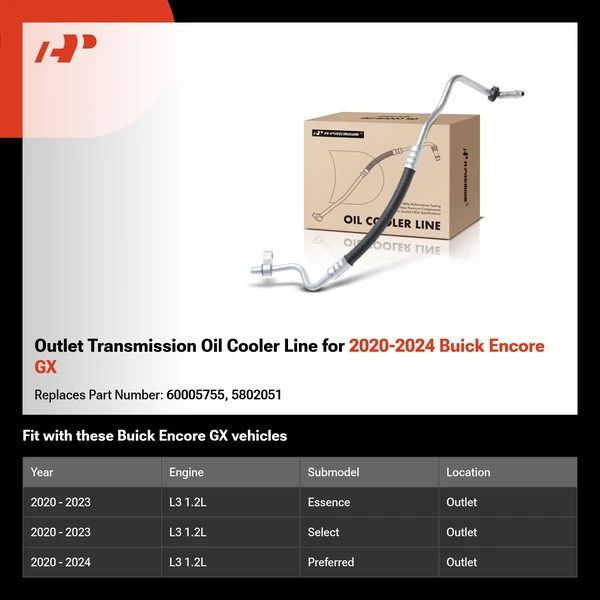 Outlet Transmission Oil Cooler Line for 2020-2024 Buick Encore GX