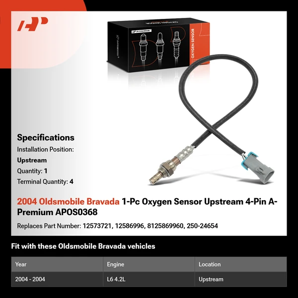 2004 Oldsmobile Bravada 1-Pc Oxygen Sensor Upstream 4-Pin A-Premium APOS0368