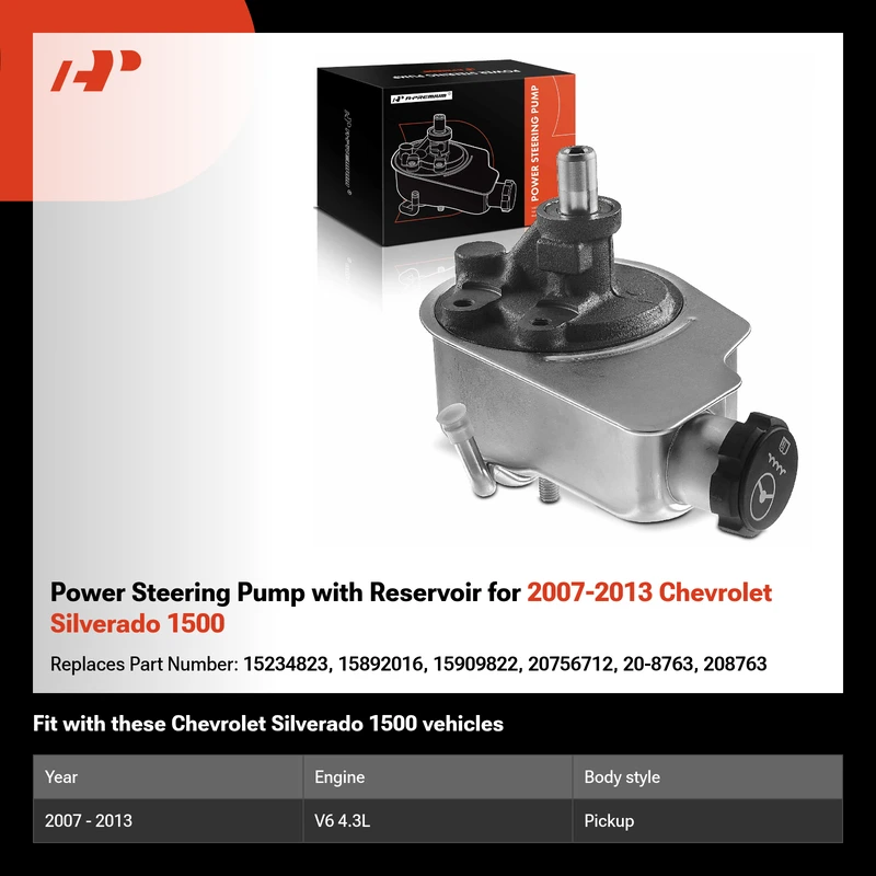 Power Steering Pump with Reservoir for 2007-2013 Chevrolet Silverado 1500