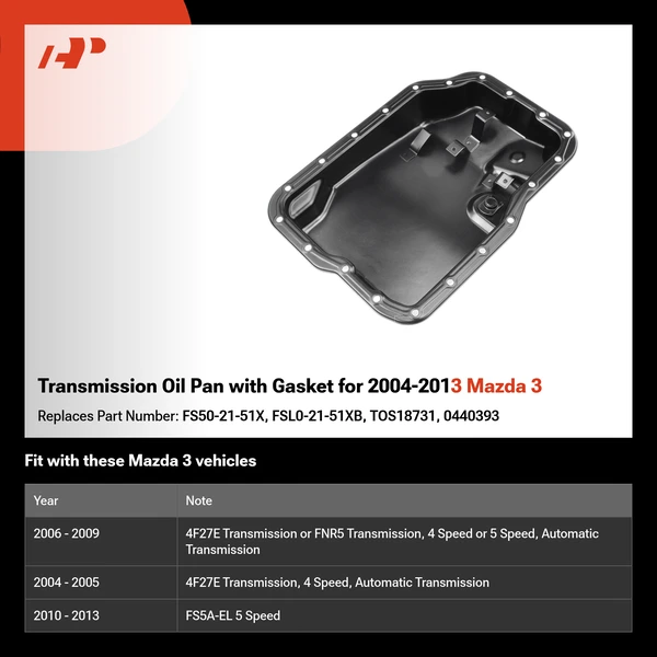 Transmission Oil Pan with Gasket for 2004-2013 Mazda 3