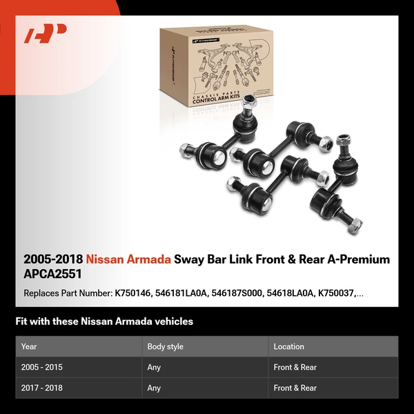 2005-2018 Nissan Armada Sway Bar Link Front & Rear A-Premium APCA2551