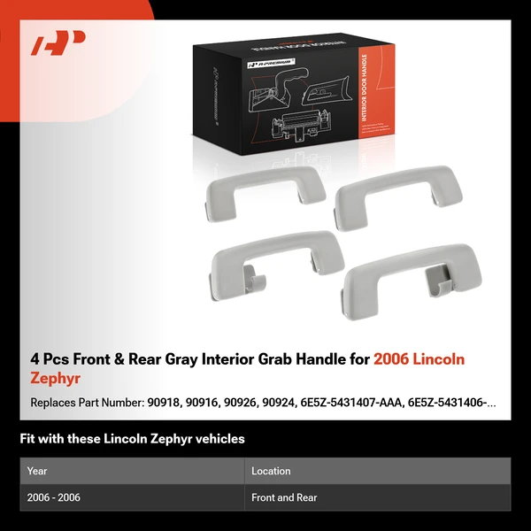 4 Pcs Front & Rear Gray Interior Grab Handle for 2006 Lincoln Zephyr