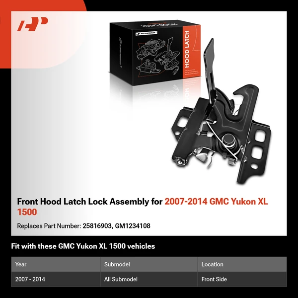 Front Hood Latch Lock Assembly for 2007-2014 GMC Yukon XL 1500