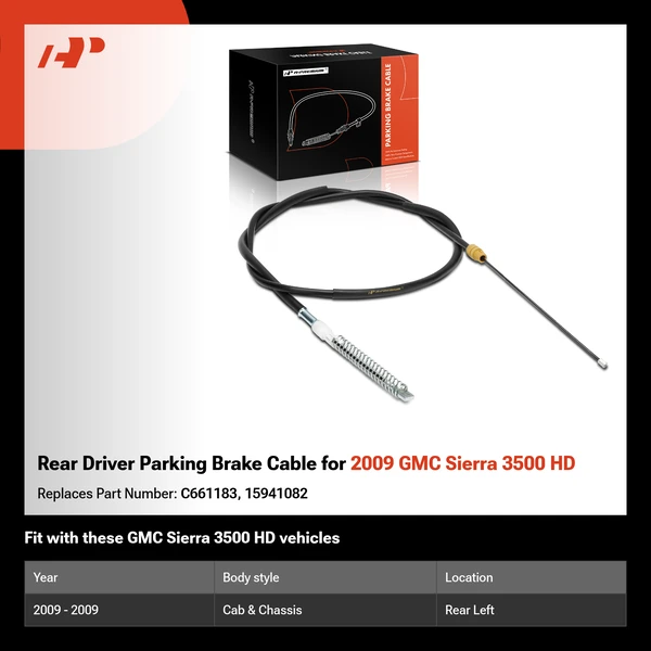 Rear Driver Parking Brake Cable for 2009 GMC Sierra 3500 HD