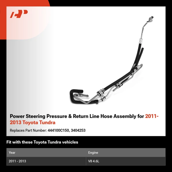 Power Steering Pressure & Return Line Hose Assembly for 2011-2013 Toyota Tundra