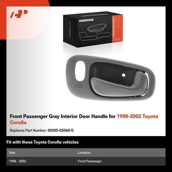 Front Passenger Gray Interior Door Handle for 1998-2002 Toyota Corolla