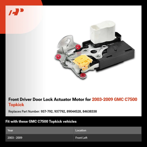 Front Driver Door Lock Actuator Motor for 2003-2009 GMC C7500 Topkick