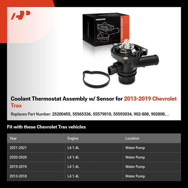 Coolant Thermostat Assembly w/ Sensor for 2013-2019 Chevrolet Trax