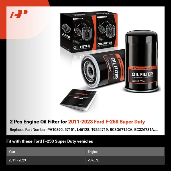 2 Pcs Engine Oil Filter for 2011-2023 Ford F-250 Super Duty